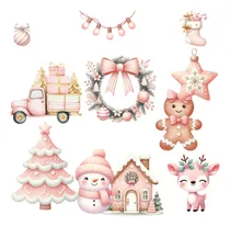 Comprar Kit 25 Cliparts Imagenes Png Navidad Rosa 3 Fondos Navideños