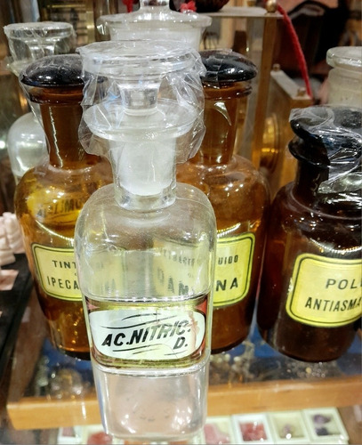 Antiguo Frasco Farmacia Botica Ácido Nitrico