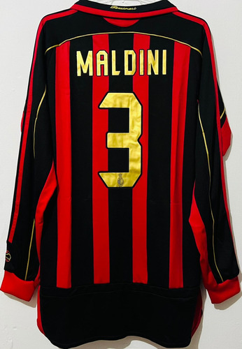 Jersey Milan Manga Larga 2007 Local Rossoneri Paolo Maldini