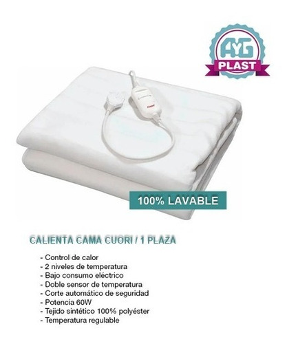 Calienta Cama 1 Plaza Cuori 2 Niveles Calor Con Control.