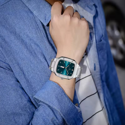 Reloj Va Va Voom Elegante De Quarzo Para Hombre 45mm Plateado Plateado Verde