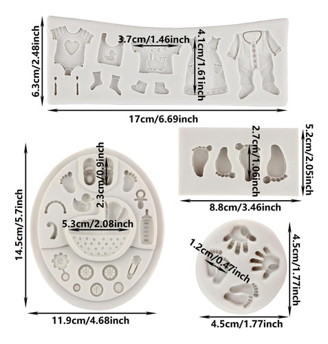 Mypracs Lindo Bebé Silicone Fondant Molde Pastet Juego De 4
