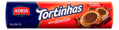 Biscoito Recheio Chocolate Adria Tortinhas Pacote 140g