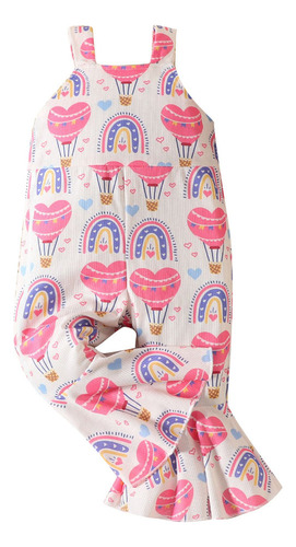 Mono A La Moda Para Niñas Con Estampado De Corazones Dulces