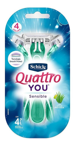 Rastrillos Desechables Schick Quattro You Sensitive Con 4 Rastrillos