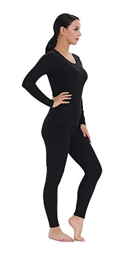 Amorbella Conjunto de ropa interior térmica para mujer capa base superior y leggings con forro polar 