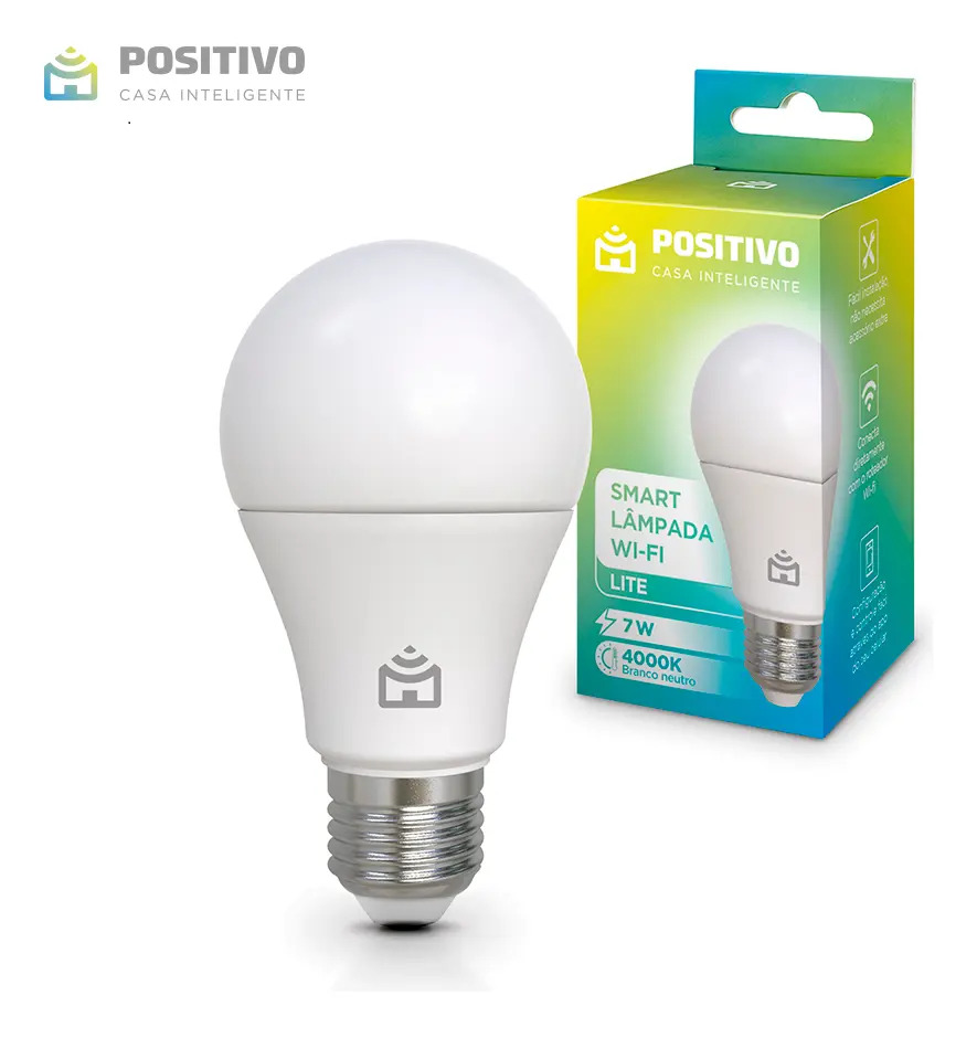 Smart Lâmpada Wi-Fi Lite Positivo Casa Inteligente, Iluminação Branca, 7W, 700 Lúmens, LED, Bivolt, Compatível com Alexa e Google Assistente