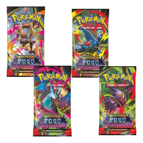 Pokémon Box Combo 18 Boosters Fogo Fantasmagórico - Copag