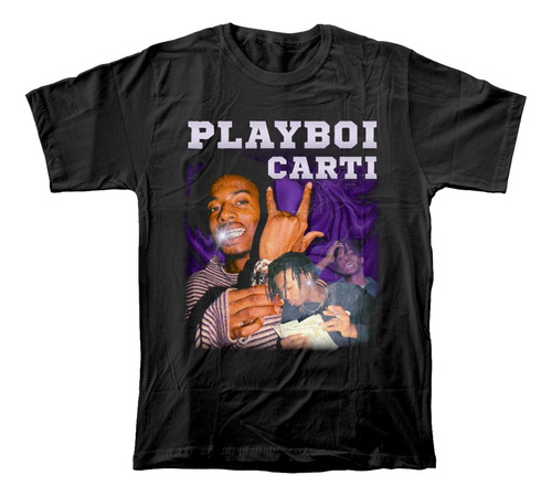 Camiseta Algodón Peinado Con Estampado Rapero Playboi Carti