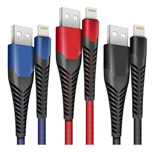 Cargador De iPhone, Cable Lightning 3 Unidades De 6 Pies De