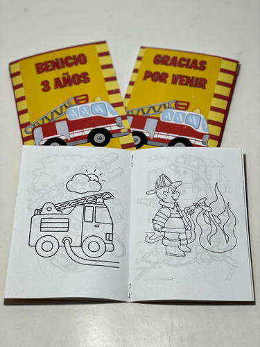 Librito Para Colorear Personalizado X 10 Camión De Bombero