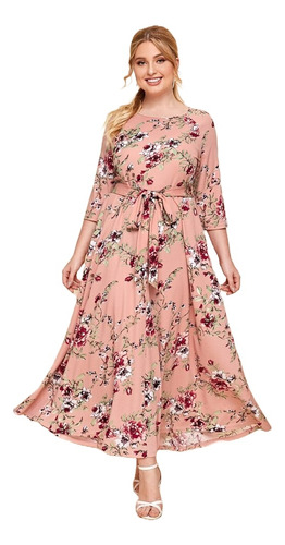 Vestido Largo Emery Rose Allover Floral Elegante  Plus Size