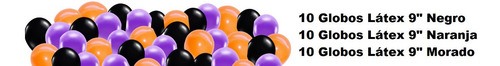 Set Globos Feliz Halloween Esqueleto Calabaza Telaraña Jack