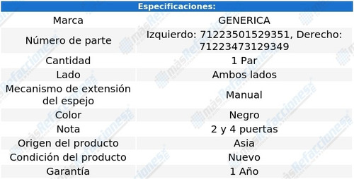Par Espejos Man Gmc Jimmy 83-84 Generica