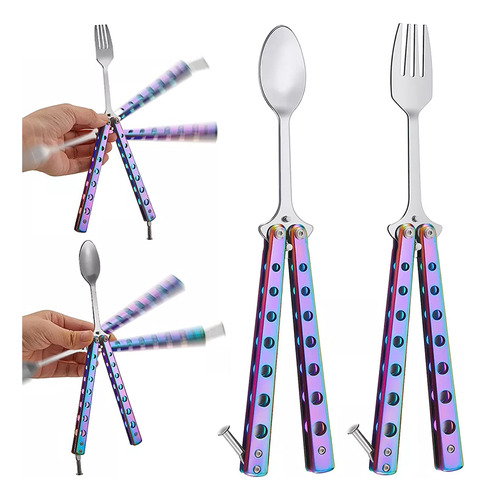 Set De 2 Cubiertos Tácticos Con Forma De Tenedor Y Cuchara C