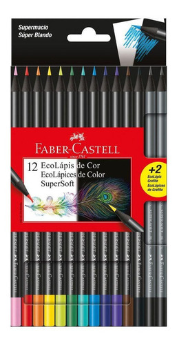 Lapis De Cor Supersoft Faber Castell 12 Cores +2 Lapis Preto