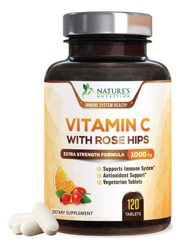 Nature's Nutrition | Vitamin C & Rose Hips | 1000mg | 120tab