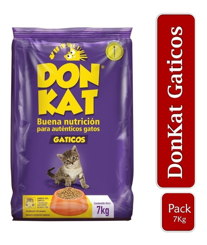 Imagen 1 de 2 de Alimento Para Gatos Donkat Gaticos 7kg