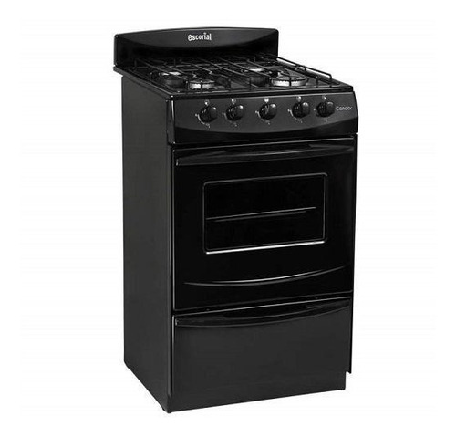 Imagen 2 de 4 de Cocina Escorial Candor S2 gas natural 4 hornallas negra 220V puerta con visor