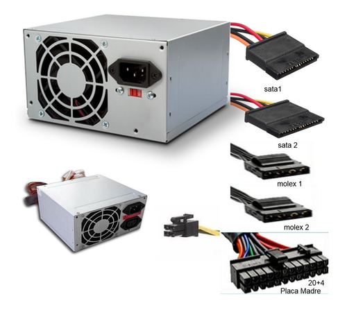 Fuente De Poder Atx 550w 20+4pin Sata Ide Fuente Alimentacio