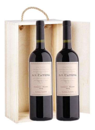 Estuche Madera Vino Dv Catena Cabernet Malbec X750cc X2