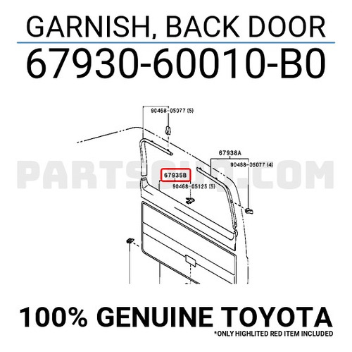 Tapiceria Interna Compuerta Prado 67930-60010-b0 Toyota
