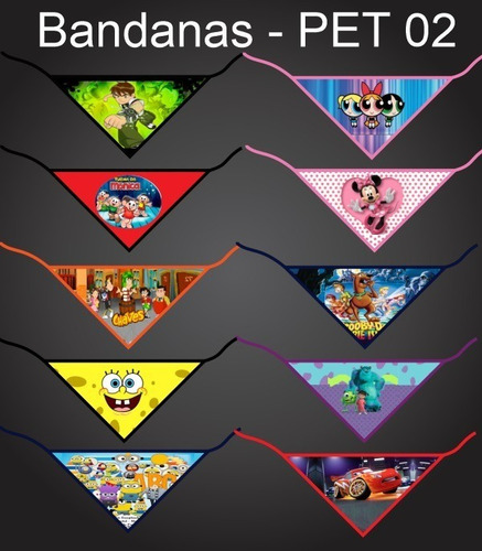 150 Und. Bandanas Pet Tam. Único Com 30 Estampas Diferentes