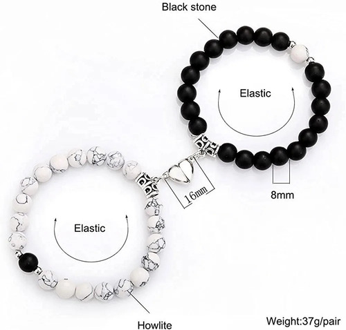 Imagen 3 de 5 de Pulseras De Parejas Magneticas Corazón Regalo San Valentin