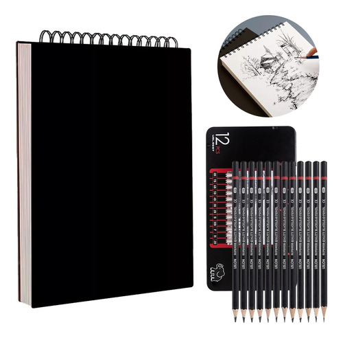 Set De A4 Cuaderno Dibujo O Papel Para Acuarelacon Lápiz12