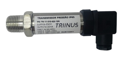 Transmissor De Pressão Ip65, 0...20bar, 4...20ma, 1/2 Npt