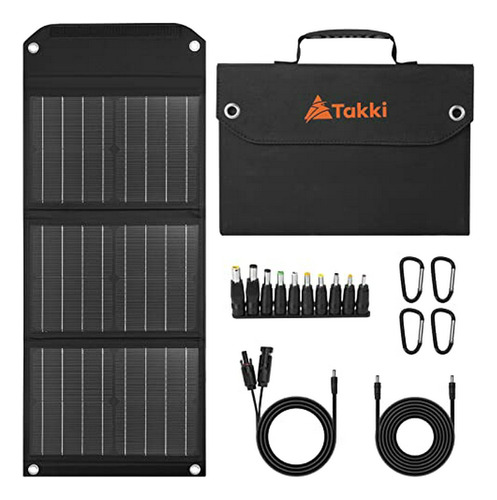 Panel Solar Takki 30w Plegable Con Cargador De Batería Usb Y