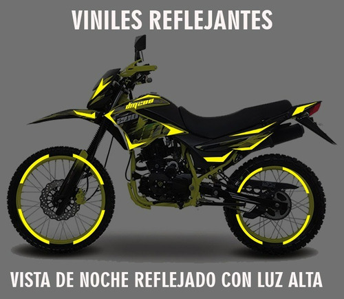 Kit De Sticker De Vinil Reflejante Amarillo Moto Dm200