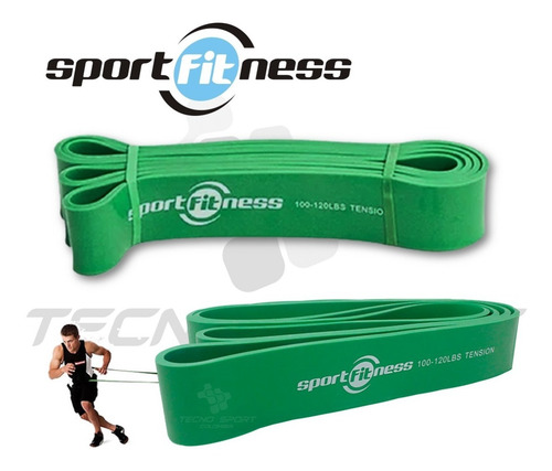 Imagen 5 de 10 de Banda De Poder Elástica Sportfitness Verde Tonificacion Gym