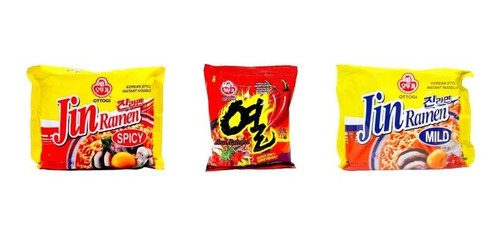 Pack X15 Ramen Coreano 5 Jin Spicy, 5 Yeul Ramen, 5 Jin Mild