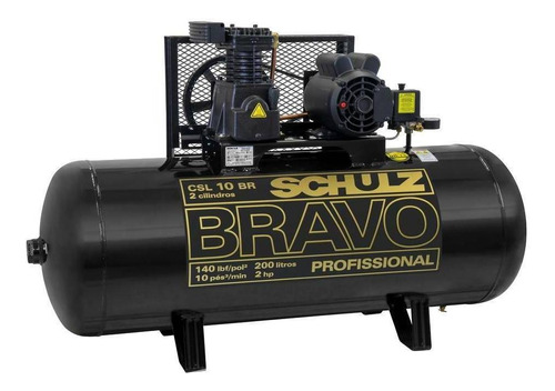 Compressor de ar elétrico Schulz Bravo CSL 10 BR/200 trifásica 183L 2hp 220V 50Hz preto