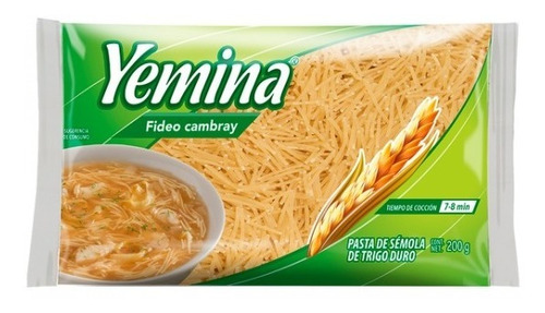  Pack De 24 Sopas Para Pasta Yemina  Fideo Cambray 200 Gr