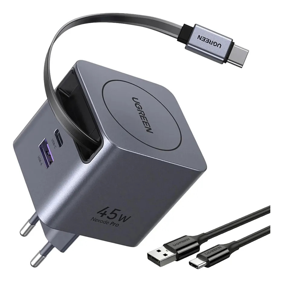 Carregador Ugreen 45w Usb-c Gan 2 Portas Cabo Usb C + Cabo