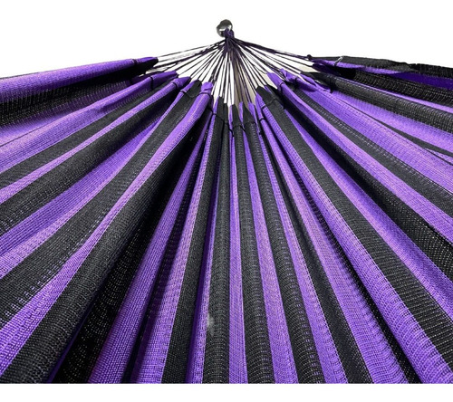 Imagen 4 de 4 de Hamacas 100% Yucatecas De Nylon Dos Colores (morado Y Negro)