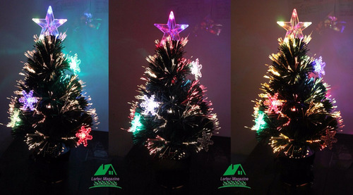 Arvore De Natal Fibra Otica E Estrelas Led Efeito Rgb 90cm