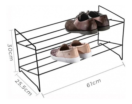 Imagem 3 de 3 de Suporte Sapateira Preta Para 6 Pares Aço Pintado