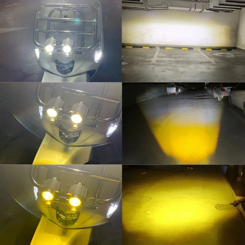 Par Faro Led Exploradora Laser Blanco Amarillo Estrobo Moto