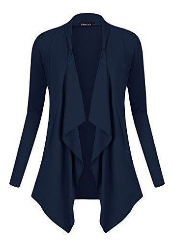 Coco Urbano Mujer Drape Frente Abierto Cardigan Manga Wtyhz