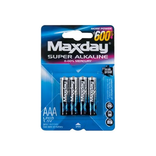 Pilas Baterias Alcalinas Aaa Maxday Calidad Pack 4 Uni 1,5v 