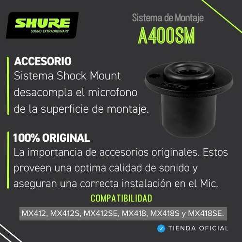 Imagen 3 de 7 de Sistema Antigolpes Shure A400sm Para Micrófonos Mx