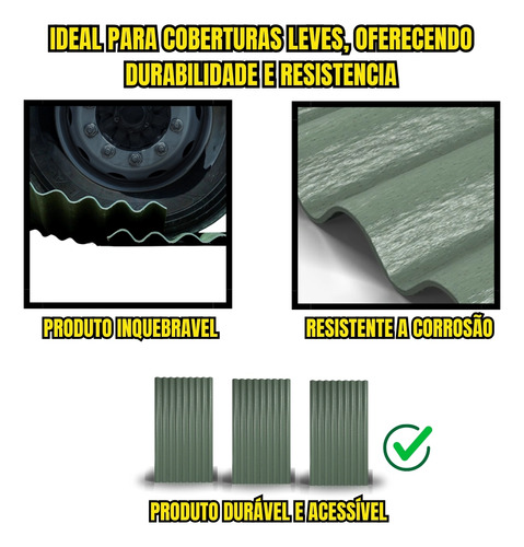 Telha Plástica De Polietileno Resistente Telhados 183x85cm