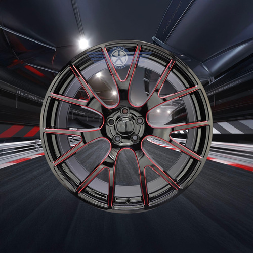 Rines 22 Deportivos 5-115 Excelente Challenger Charger 300c Gloss Black Red Milled