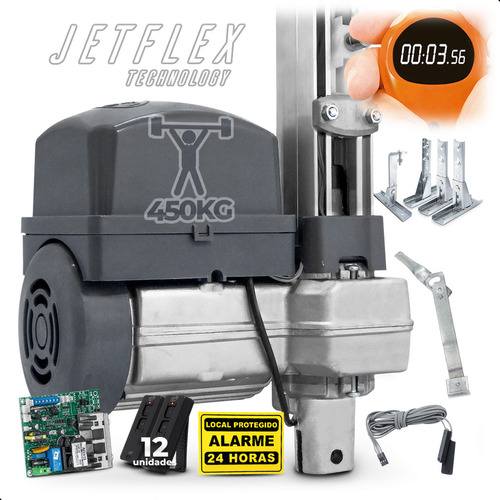 Kit Motor Ppa Portão Bv Jetflex 1/2 2m Alum 4 Sup 12 Control