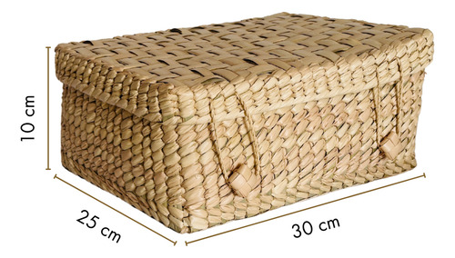 Set 2 Canasta Caja De Palma Con Tapa Natural