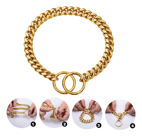 Dp Collar De Cadena Para Perro Grande, Gargantilla Cubana Y