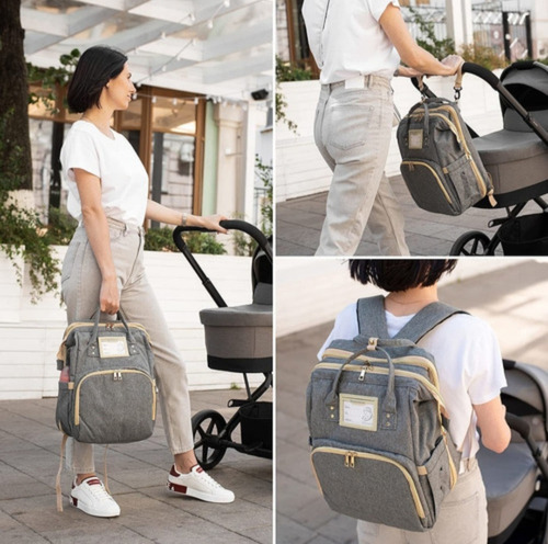 Imagen 3 de 10 de Bolso Pañalera Con Cambiador De Bebé Plegable